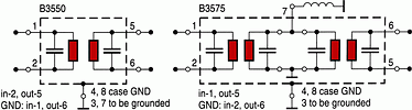 Figure 4. Simplified circuit diagram of SAW filters B3550 and B3575